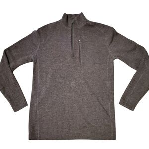SKYR Sweater Merino Wool Gray Quarter Zip Gorpcore Thick Skiing Hiking Outdoors